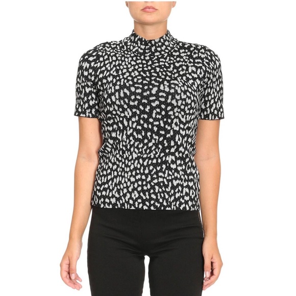 Authentic Michael Kors Black Print Top Blouse NEW - Picture 2 of 9